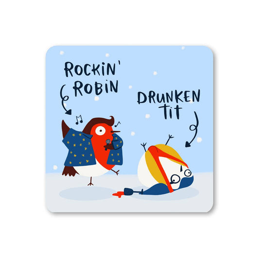 Rockin Robin Funny Christmas Coaster