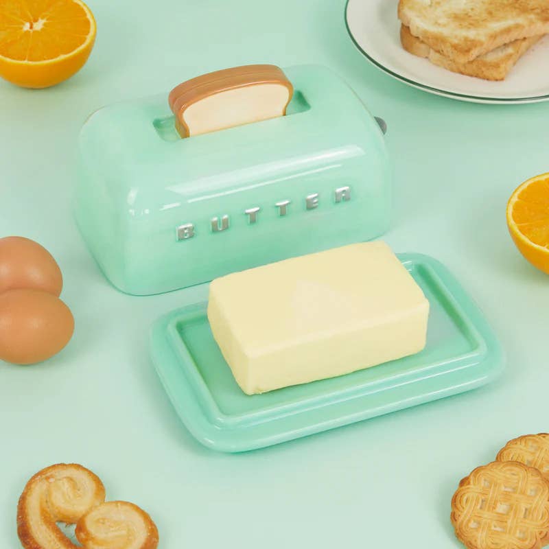 Balvi Butter Dish | Toasty Ceramic Butter Dish Turquoise