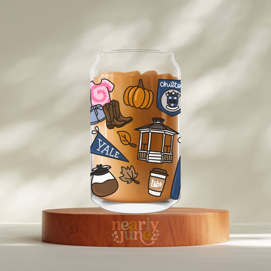 PREORDER - Gilmore Girls Inspired Back to Chilton Glass Can Tumbler - 16 Oz