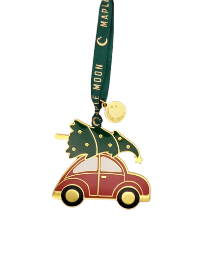 Classic Enamel Car with Tree Red