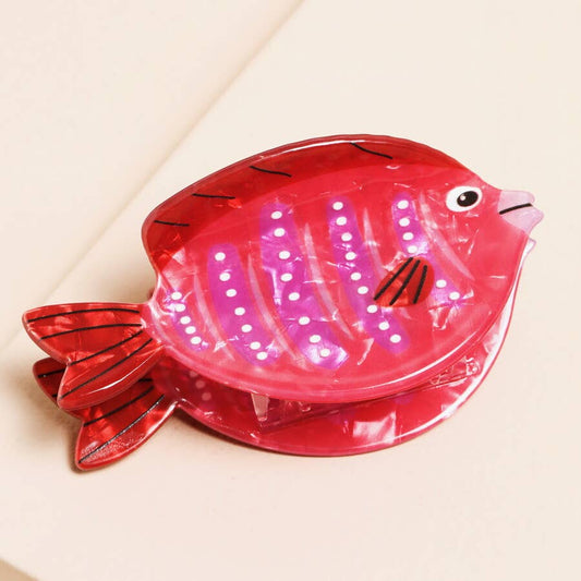 Pink Stripe Fish Hair Clip