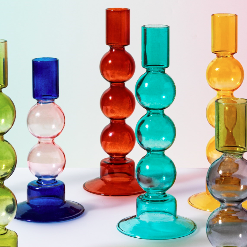 Bubble Glass Candle Holder - In 5 Colourways