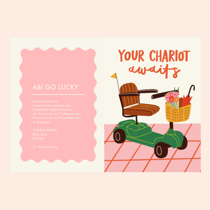 CHARIOT AWAITS - FUNNY BIRTHDAY CARD
