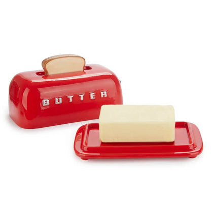 Balvi Butter Dish | Toasty Ceramic Butter Dish Red