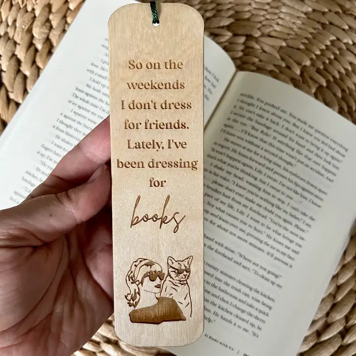 Book Lover Taylor Swift Inspired Wooden Bookmark - Cat