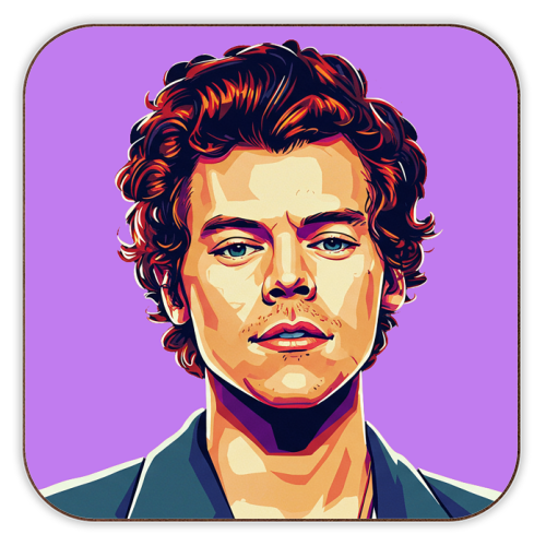 Art Wow Cork Coaster 'Harry Portrait on a Purple Bac