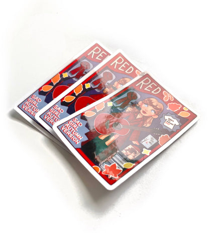 Taylor Eras Red Inspired Doll Drawing Sticker Decal Art