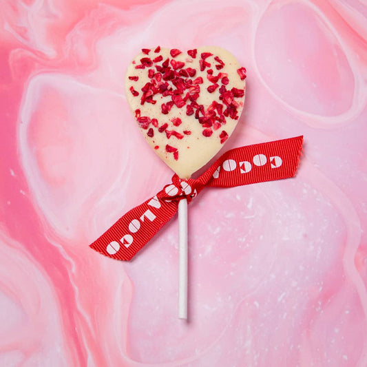 White Chocolate & Raspberry Heart Lolly