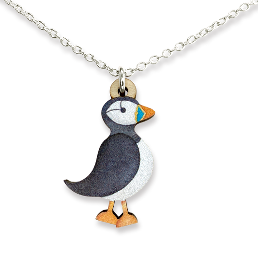 Puffin Necklace - Wooden Pendant