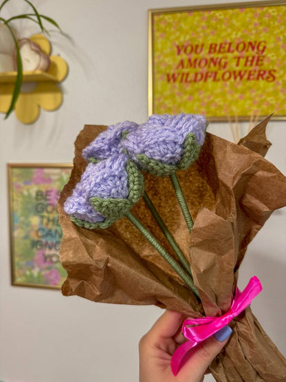 Crochet Light Purple Rose Flower