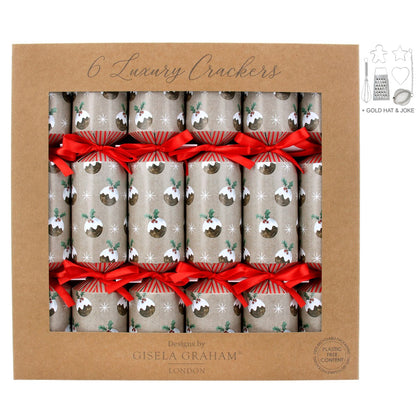 Gisela Graham Christmas Pudding/Gingerbread Box of 6 Christmas Crackers