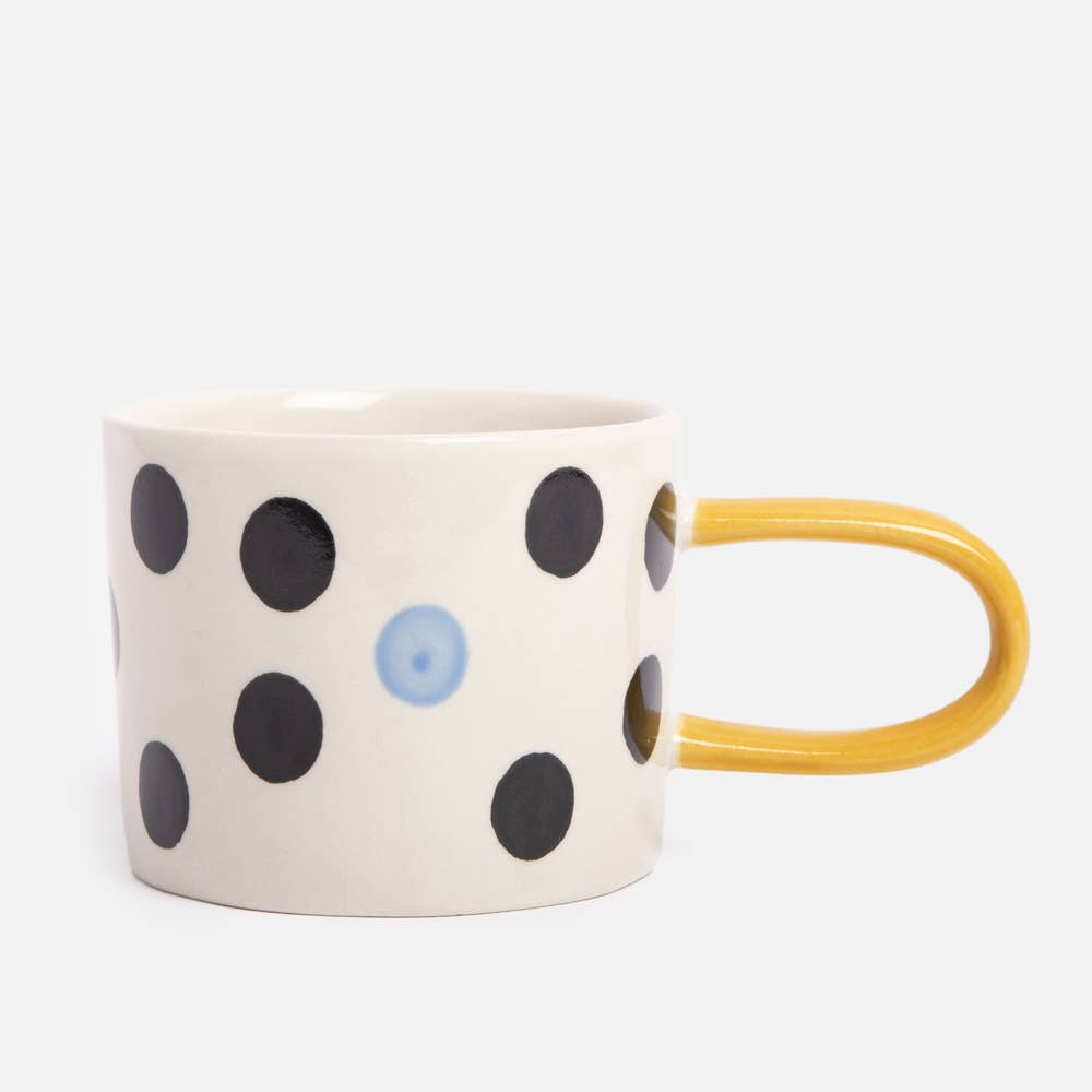 Caroline Gardner Blue Accent Mono Dotty Ceramic Mug