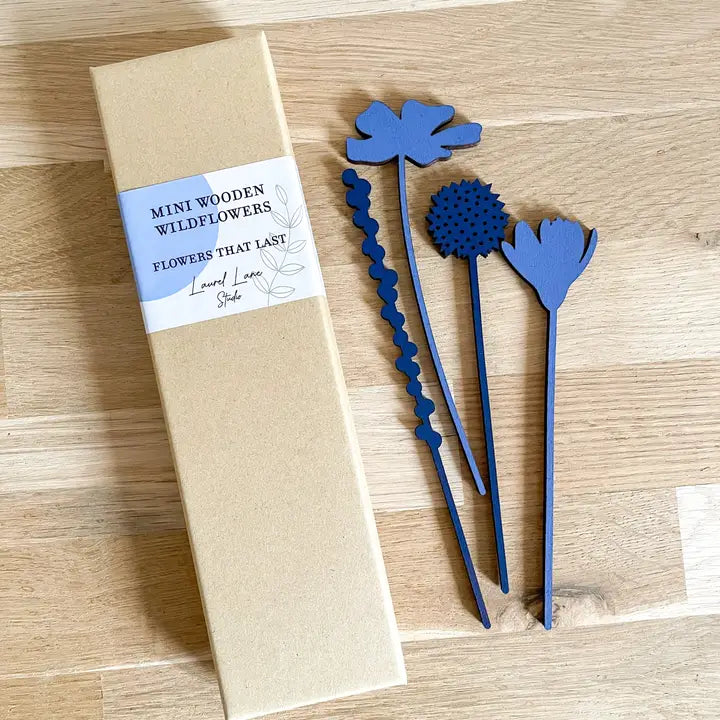 Mini Wooden Wildflowers Set - Blue