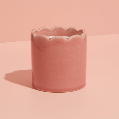 Contemporary Kiln Scalloped Pink Candle - Blackberry & Cedarwood