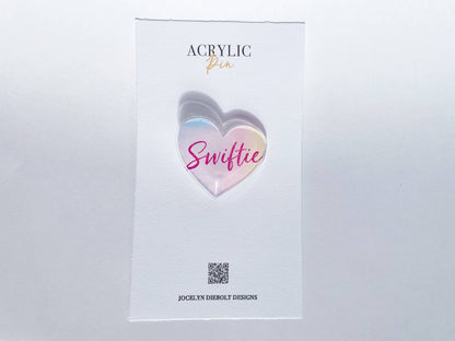Swiftie Lover Heart Taylor Swift Acrylic Pin with Backing