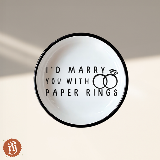 Taylor Inspired I'd Marry You with Paper Rings Trinket Dish
