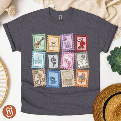 Taylor Inspired Eras Stamps T-Shirt - Charcoal