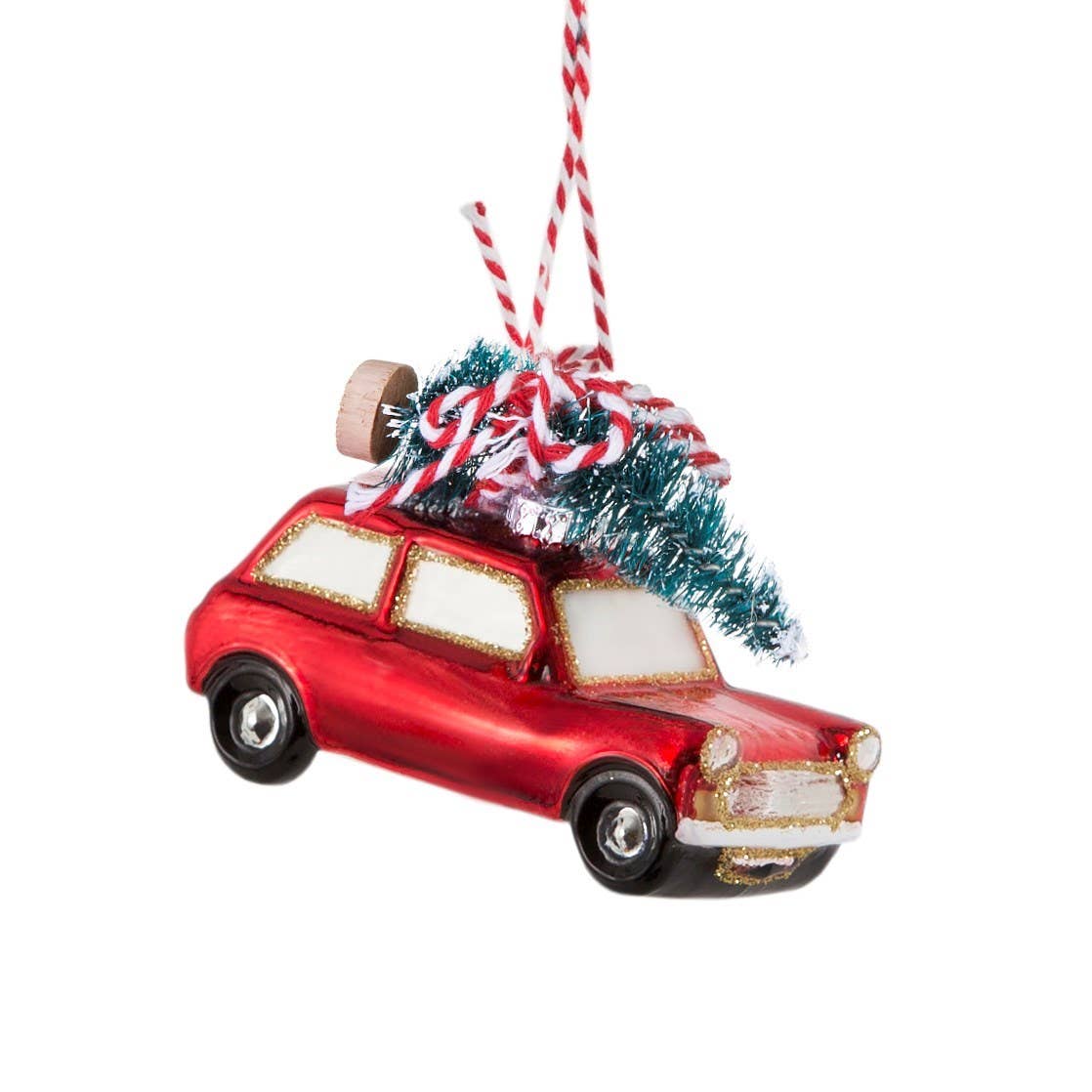 Driving Home for Christmas - Red Car Shaped Bauble