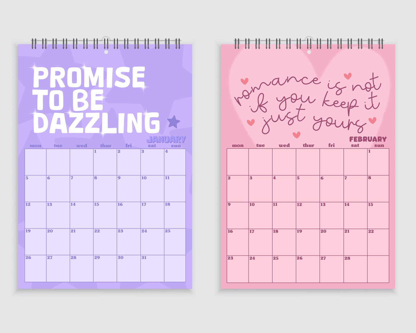Taylor Swift Lyric Wall Calendar 2026 - A4