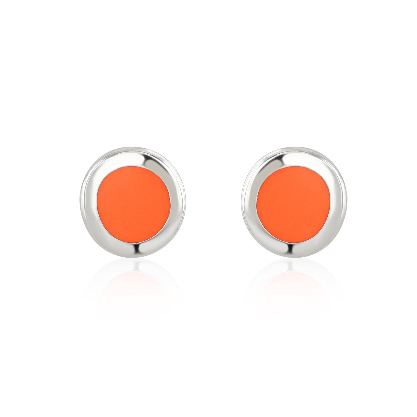 Neon Coral Enamel Studs