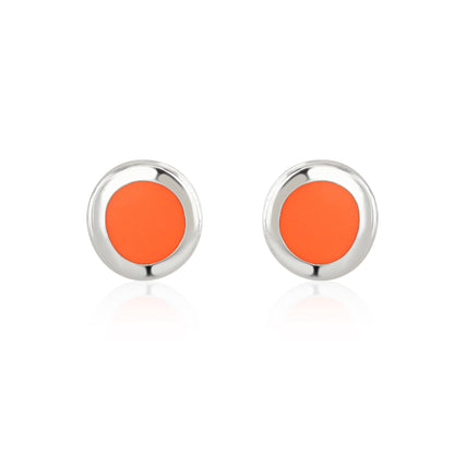Neon Coral Enamel Studs