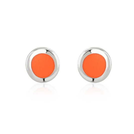 Neon Coral Enamel Studs