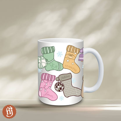 Taylor Eras Christmas Stockings Ceramic Mug