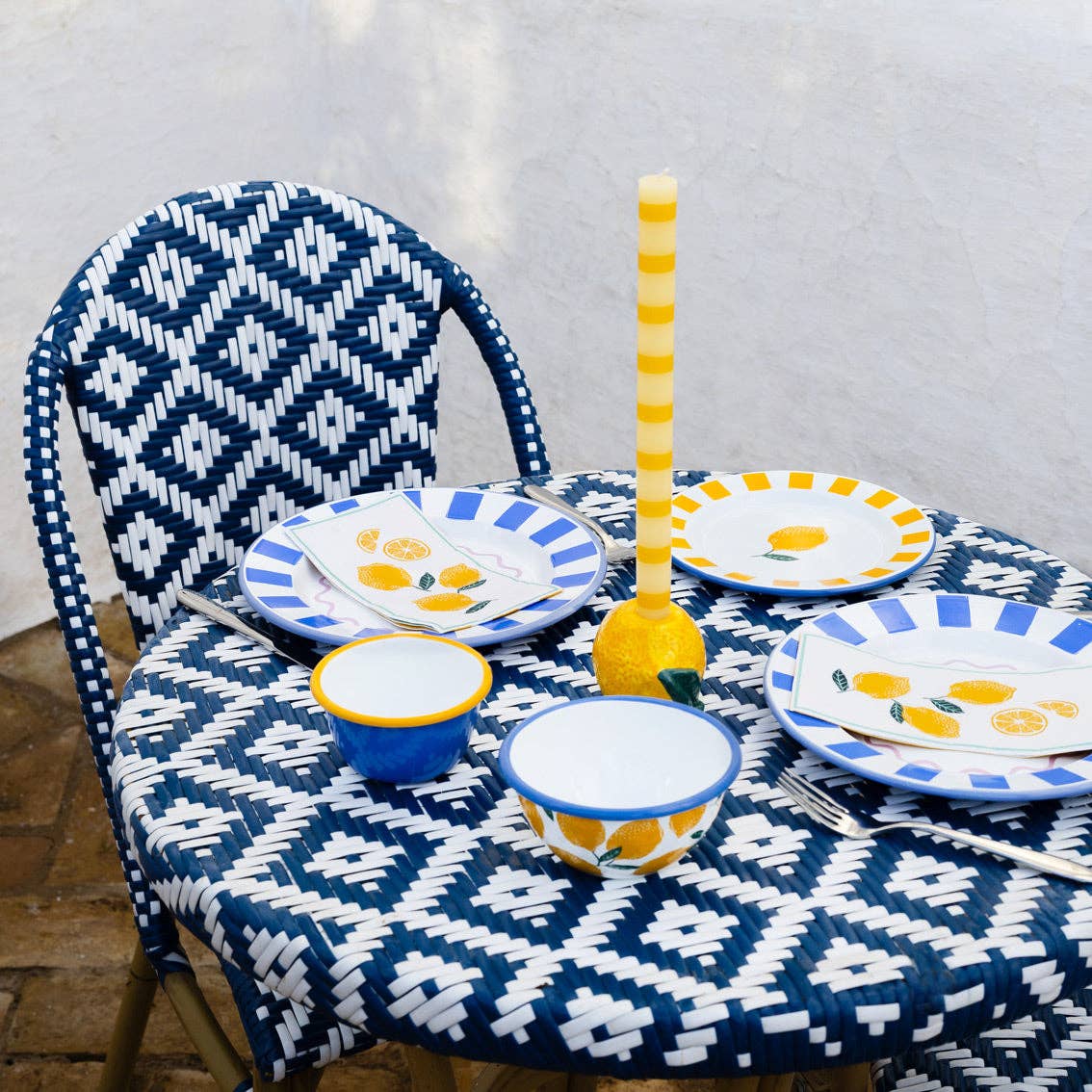 Yellow Stripe Dinner Candles - Display