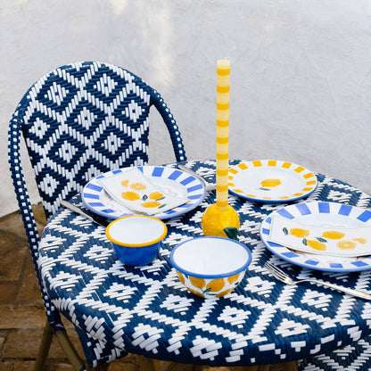 Yellow Stripe Dinner Candles - Display