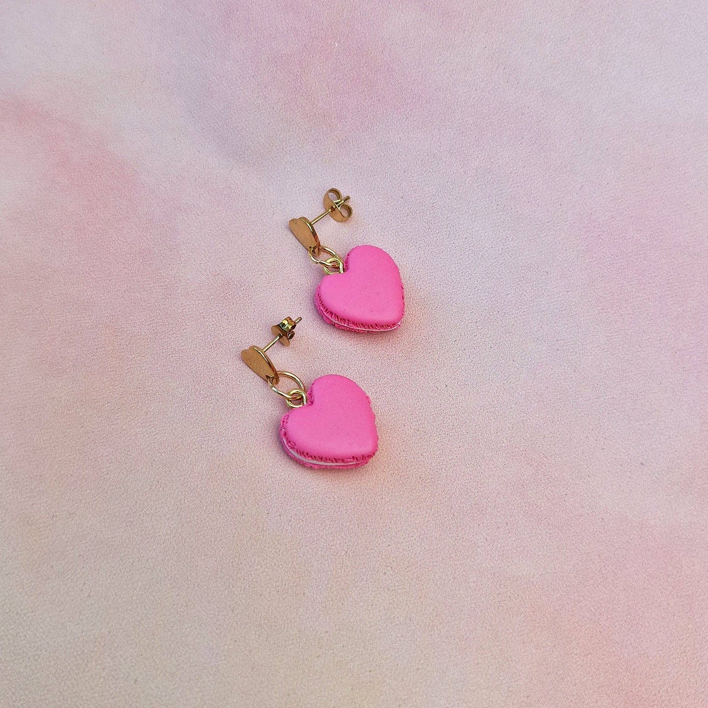 Pink Macaron Heart Dangles