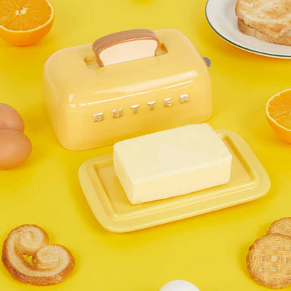 Balvi Butter Dish - Toasty Ceramic Butter Dish Mustard