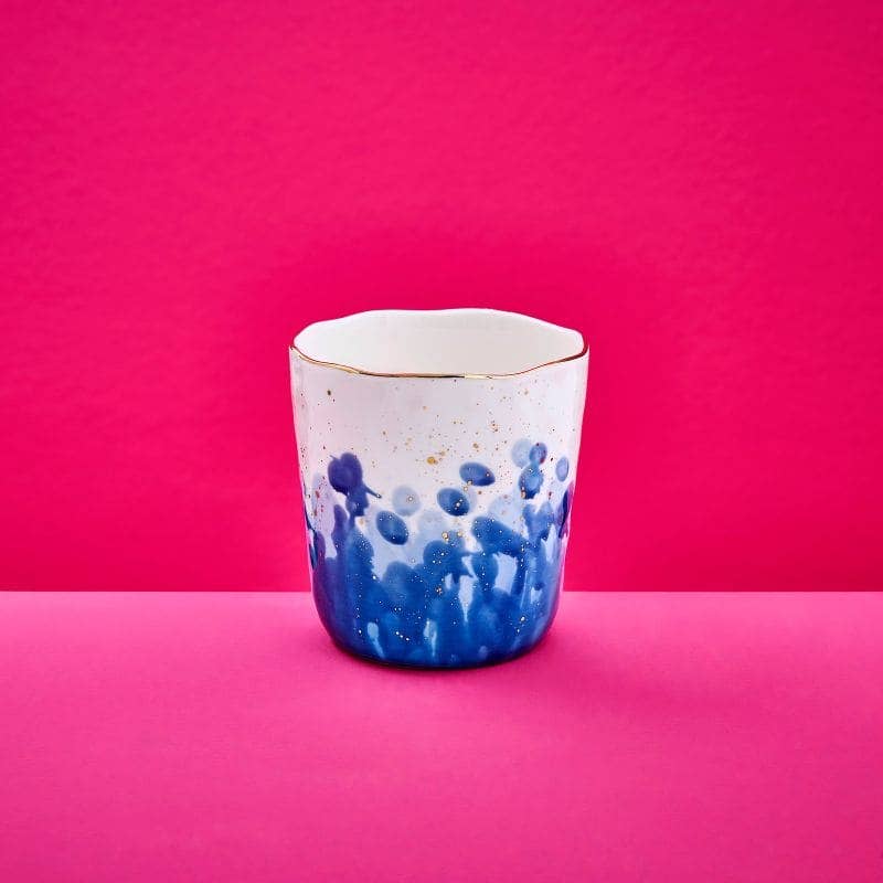 Marine Splash Mug White/Blue/Gold, Porcelain, 8.4 x 8.9 cm