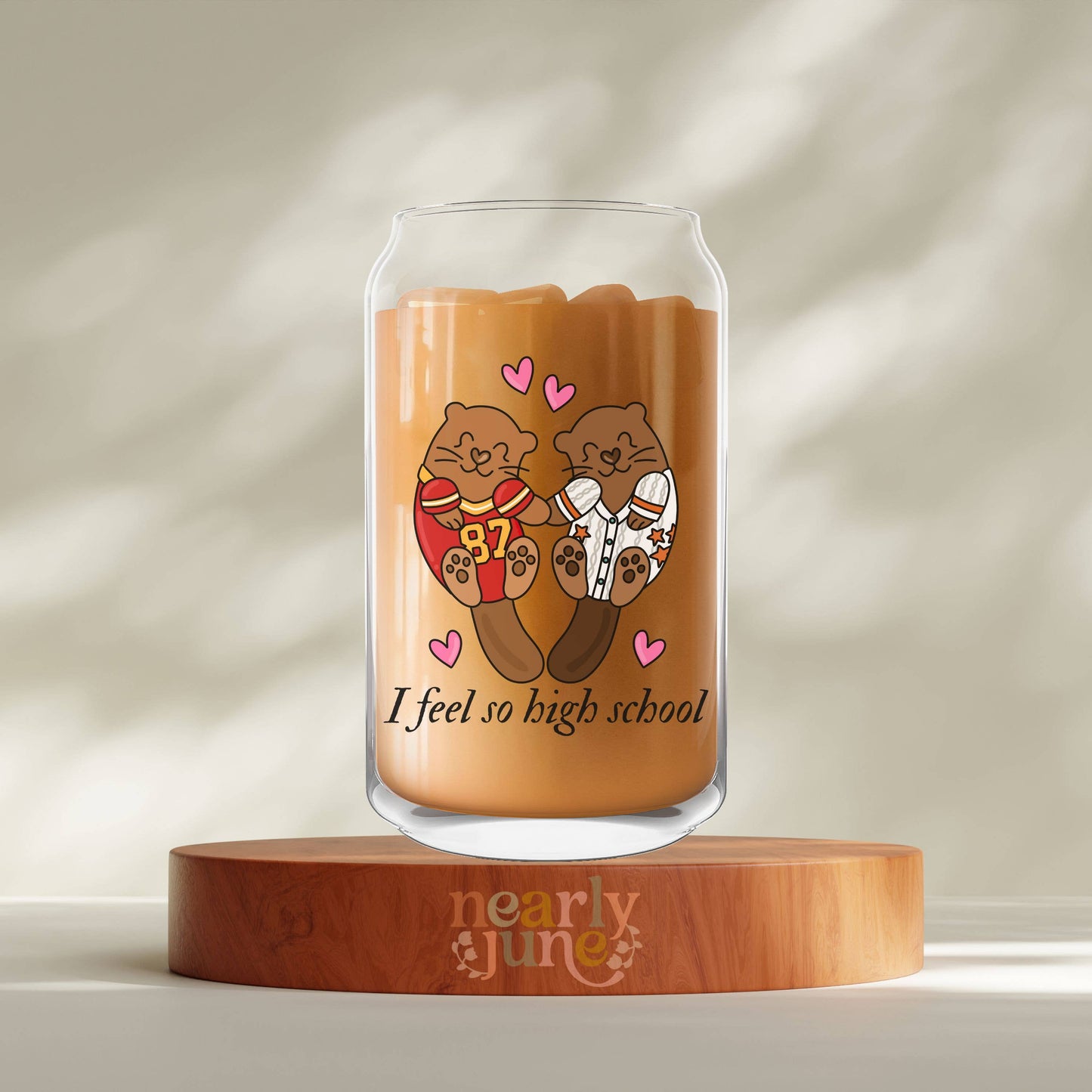 Travis & Taylor I Feel So High School Glass Coffee Tumbler