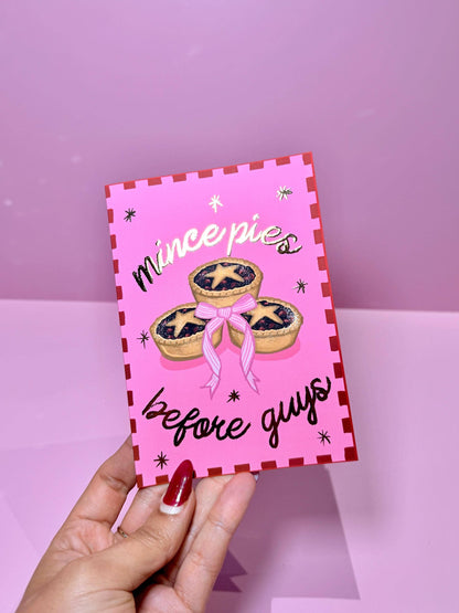 Mince Pies Before Guys Gold Foil Christmas Card