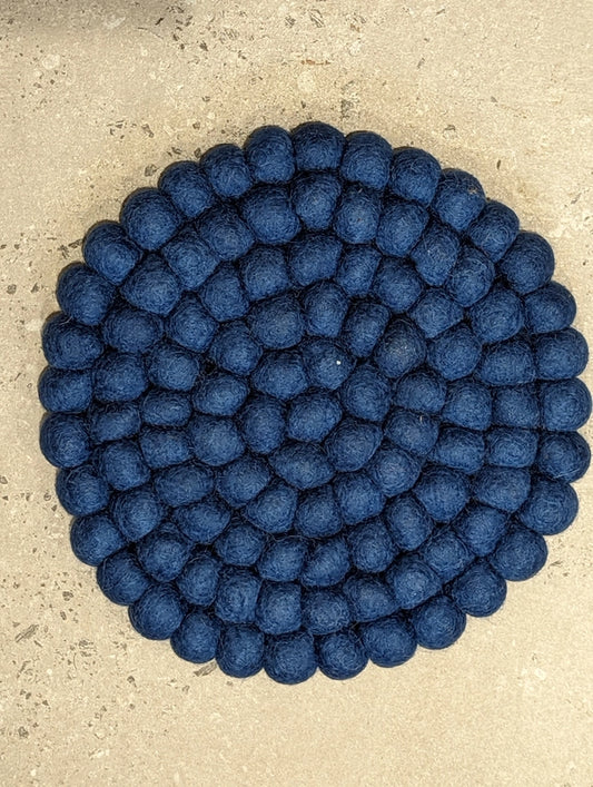 Fun Felt Wool Ball Placemat - Petrol Blue