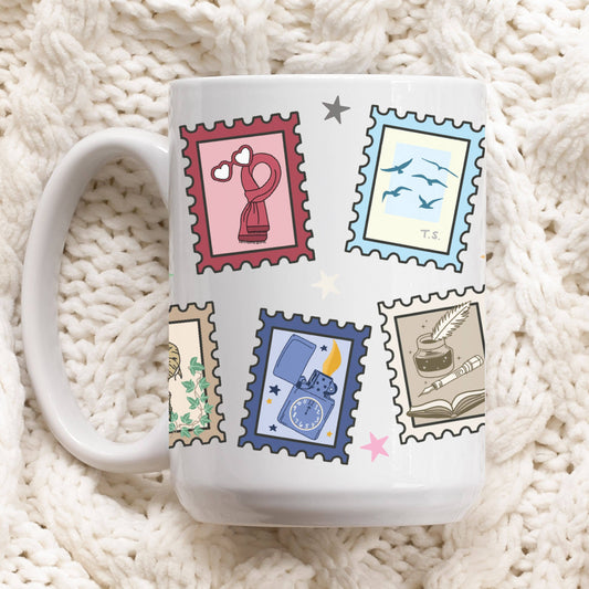 Taylor Swift Inspired Eras Stamps Ceramic Mug, 15oz