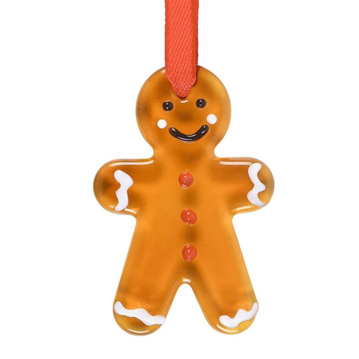 Glass Gingerbread Man Hanging Christmas Ornament