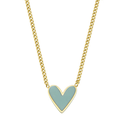 Gold Plated Heart Necklace with PinkEnamel