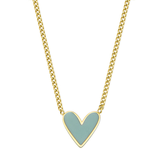 Gold Plated Heart Necklace with PinkEnamel
