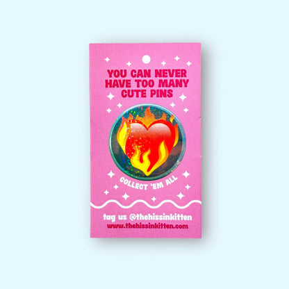 Flaming Heart - Taylor Swift - Glitter Button or Magnet
