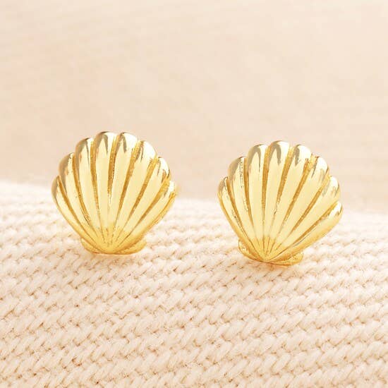 Sterling Silver Gold Shell Stud Earrings