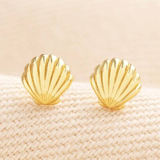 Sterling Silver Gold Shell Stud Earrings