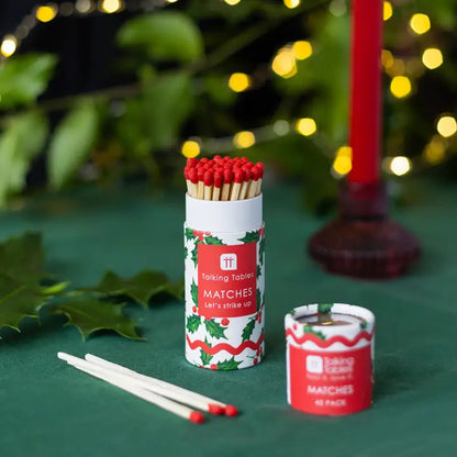 Holly White Christmas Small Matches - 45 Matches