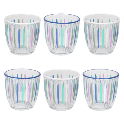 Blue & White Striped Glass Tumblers