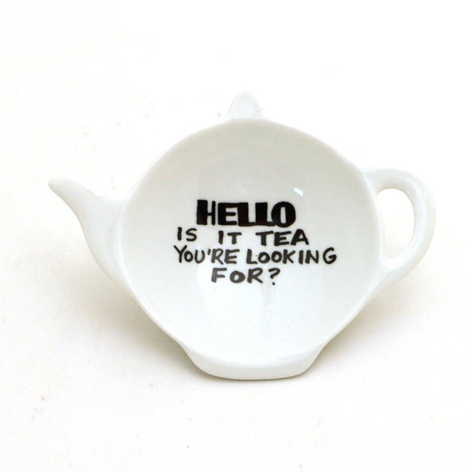 Hello is it Tea Teabag Holder - Teapot Shaped Tea Bag Dish