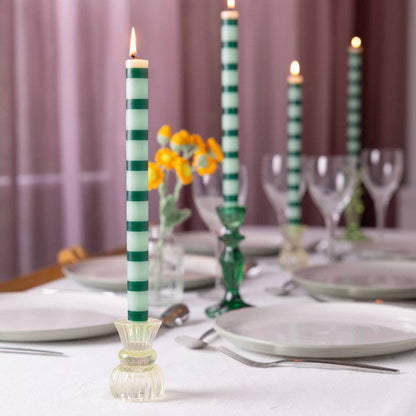 Green Stripe Straight Dinner Candle|