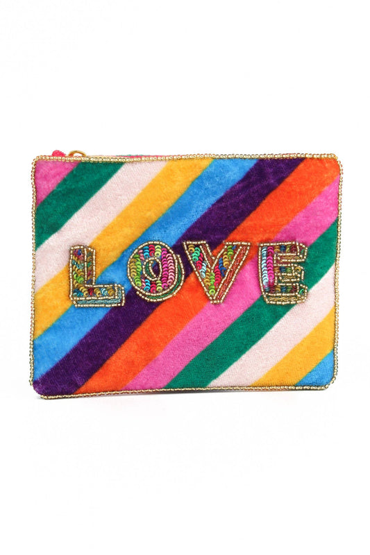 LOVE RAINBOW STRIPE SMALL POUCH