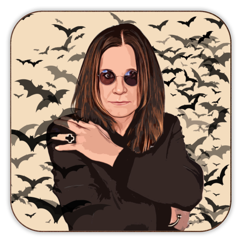 Art Wow Cork Coaster - 'Ozzy & Bats' by DOLLY WOLFE
