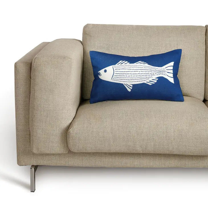Indoor/Outdoor Printed Fish Cushion by Kate Nelligan