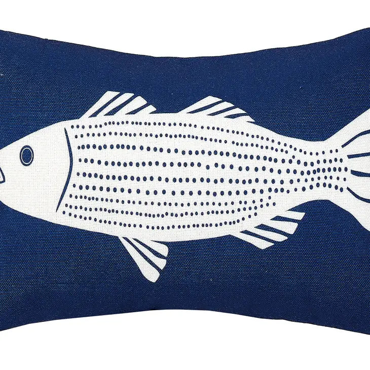 Indoor/Outdoor Printed Fish Cushion by Kate Nelligan